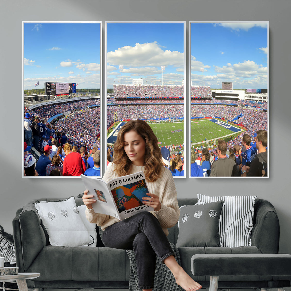 35302-MGV-CV-36X24 - Buffalo Bills NFL Football Team Print, Game Day at Buffalo Highmark Stadium