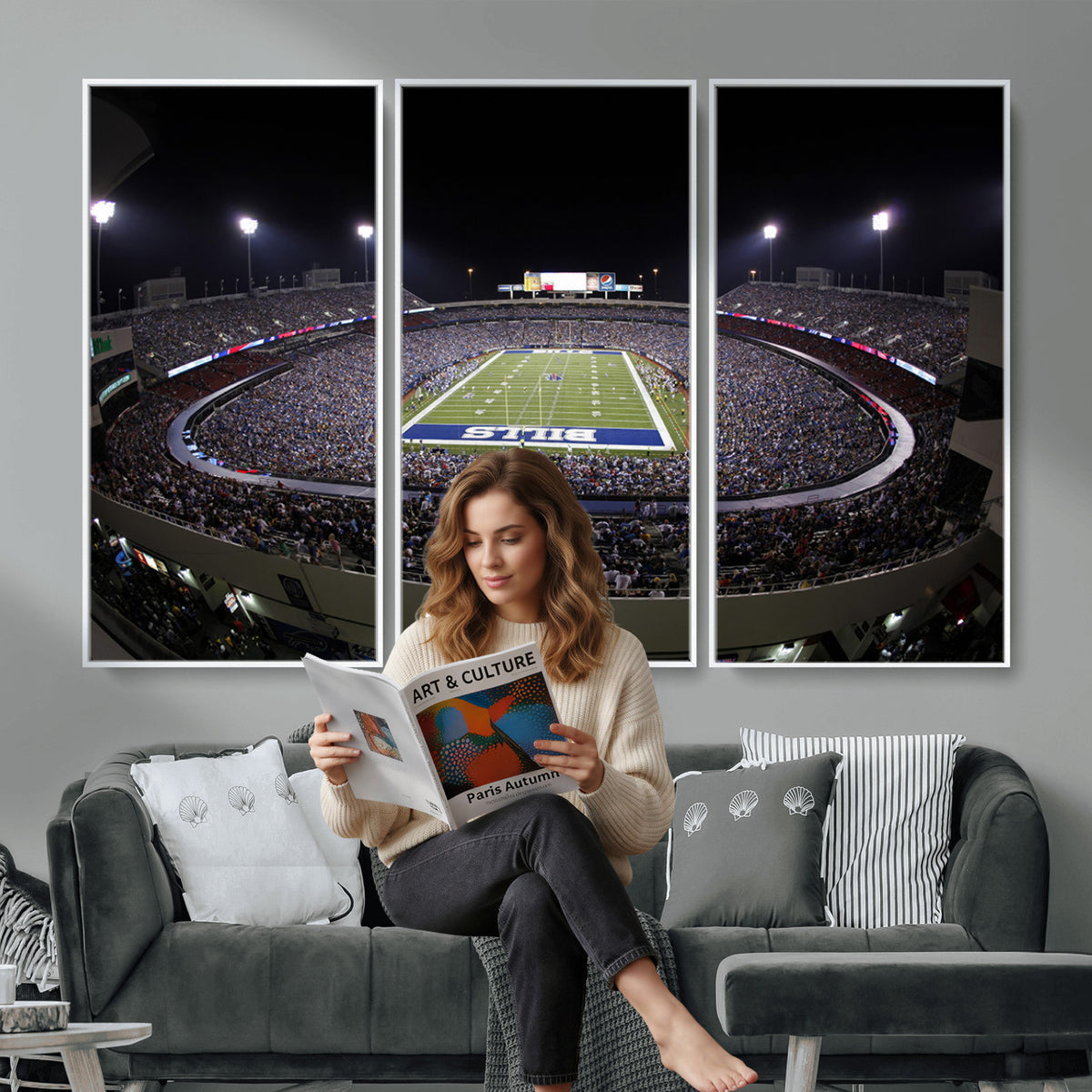 98546-MGV-CV-36X24 - Buffalo Bills NFL Football Team Print, Buffalo Highmark Stadium Wall Art