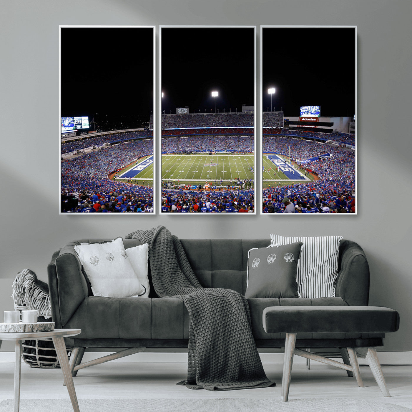 MGV-FC-48X32-3P - Buffalo Bills Wall Art - Buffalo Bills Stadium Canvas Print, Perfect Sports Decor for Living Rooms,
