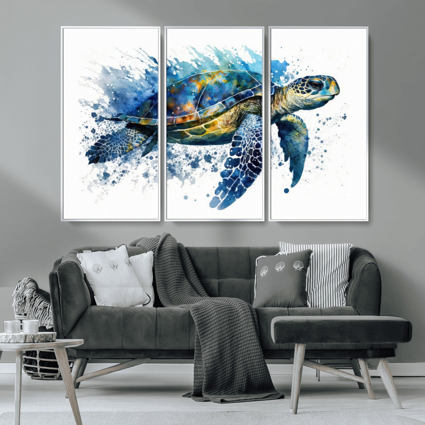 MGV-FC-48X32-3P - Watercolor Turtle Wall Art Canvas Print for Decoration
