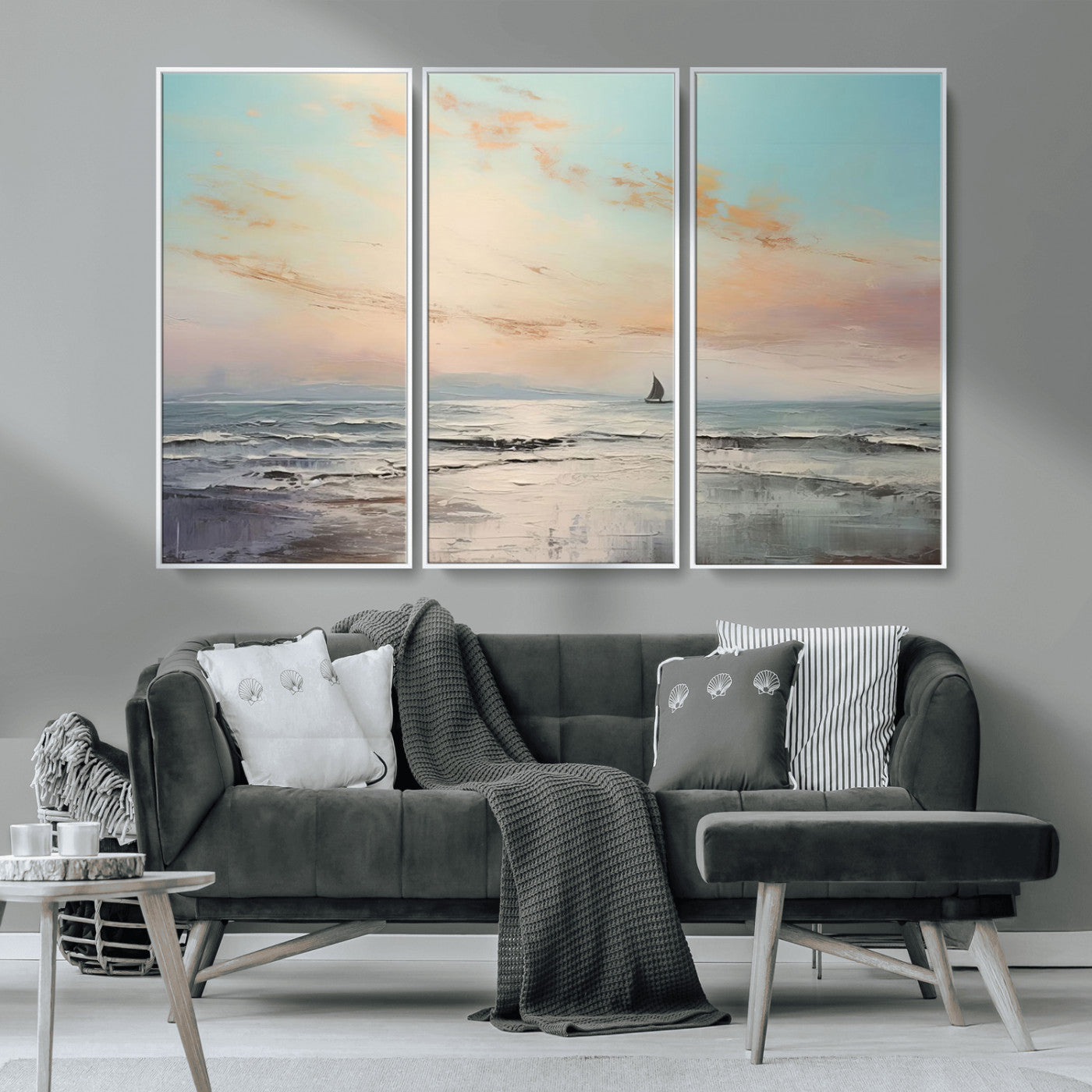 MGV-FC-48X32-3P - Abstract Ocean Wall Art -  Boat Wall Art Canvas Print