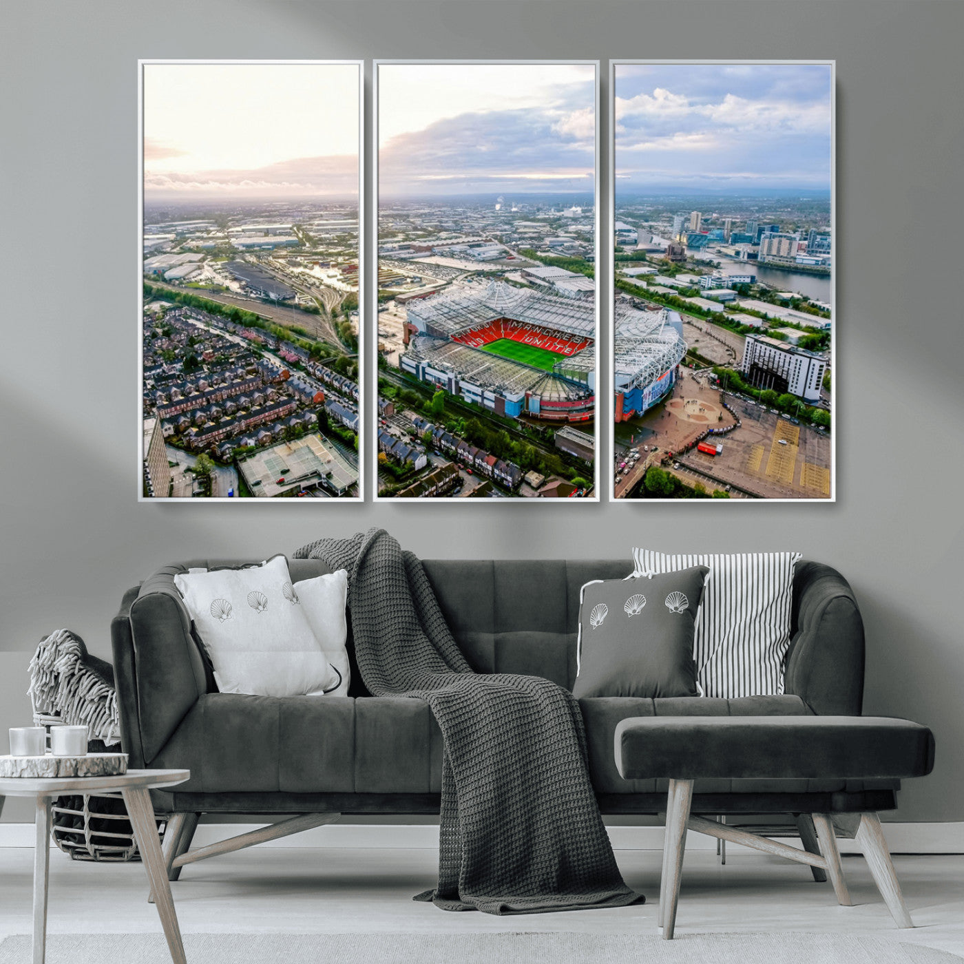 MGV-FC-48X32-3P - Old Trafford Manchester United Stadium Wall Art Canvas Print - Aerial View Stadium, Old Trafford