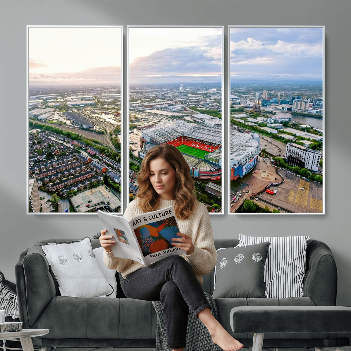 85657-MGV-CV-36X24 - Old Trafford Manchester United Stadium Wall Art Canvas Print