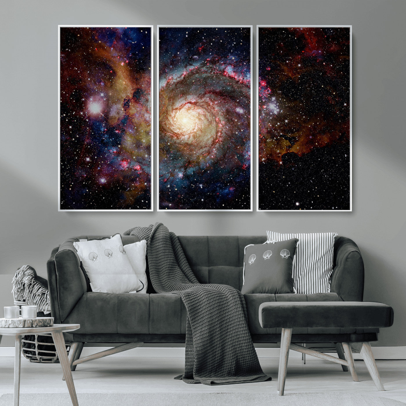 MGV-FC-48X32-3P - Nebula and Galaxies in Space Wall Art Canvas Print, Spiral Galaxy Wall Art Canvas Print