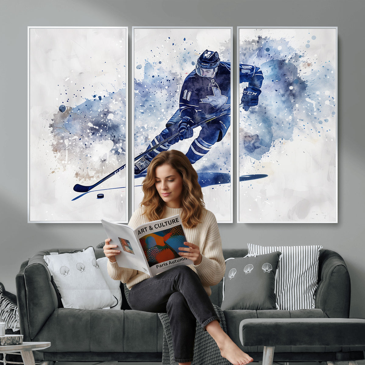 39795-MGV-CV-36X24 - Hockey Player Wall Art Canvas Print
