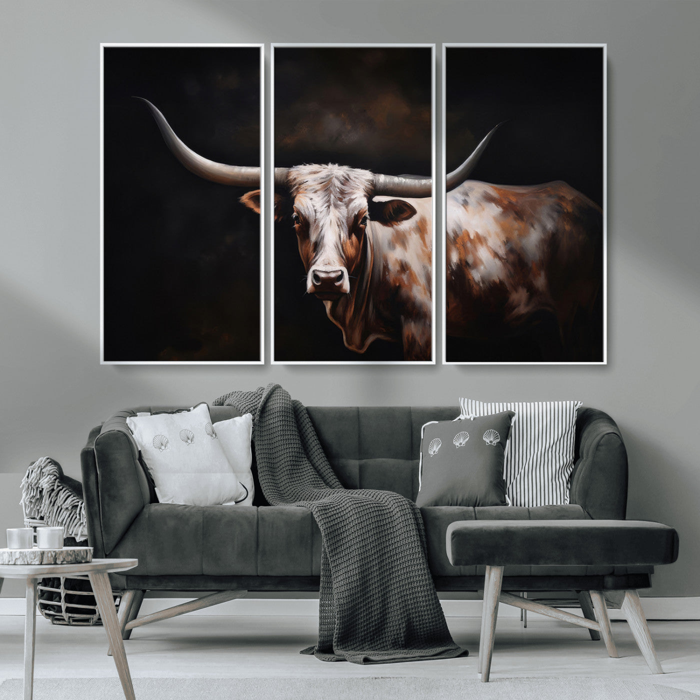 82543-MGV-CV-36X24-Texas Longhorn Wall Art Canvas Print | Western Ranch Decor | Bold Rustic Cattle Artwork | Ready to