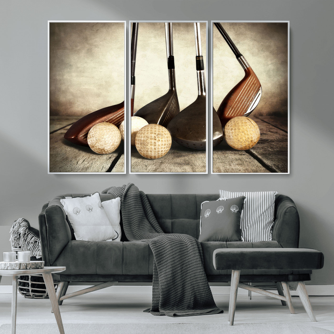 MGV-FC-48X32-3P - Vintage Golf Ball Art | Golf Decor for Man Cave or Office | Ready to Hang and Framed