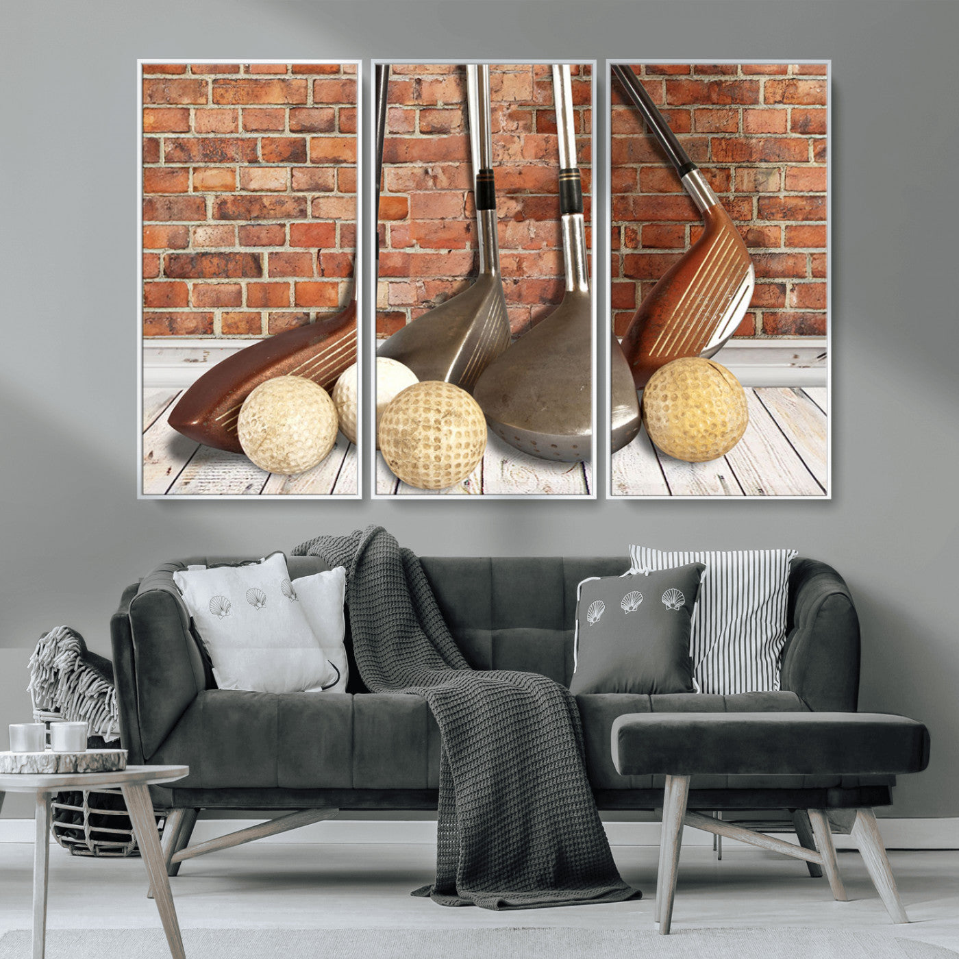 MGV-FC-48X32-3P - Vintage Golf Ball Wall Art Canvas Print | Golf Decor for Man Cave or Office | Ready to Hang and