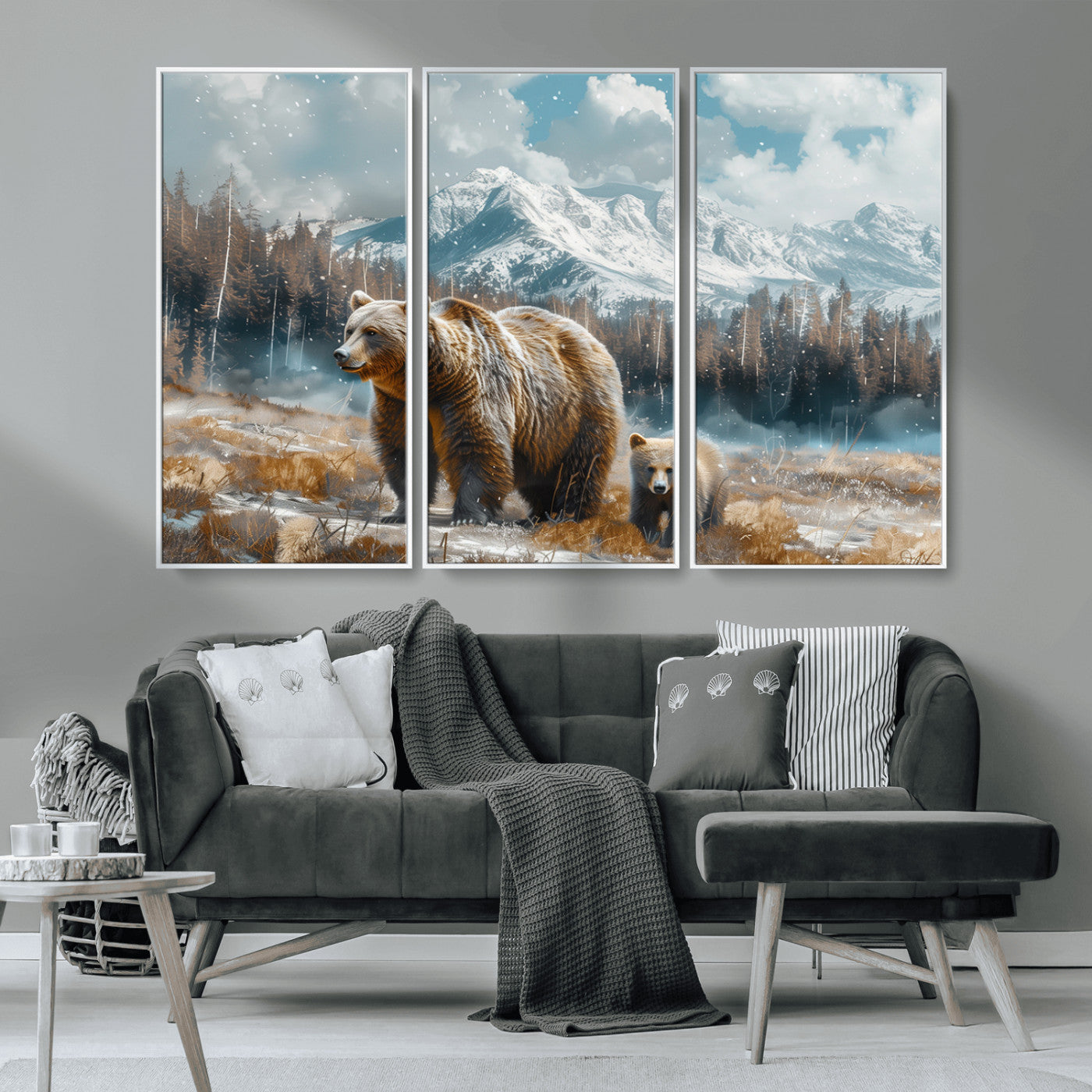 MGV-FC-48X32-3P - Bear and Baby Bear Wall Art Canvas Print