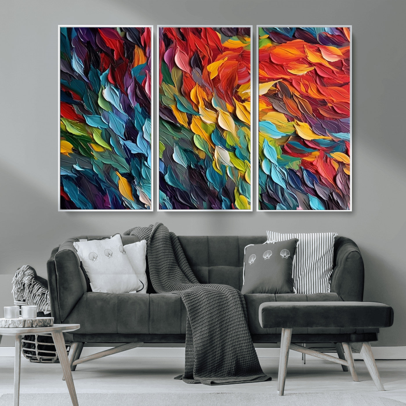 -Vibrant Abstract Leaf Wall Art Canvas Print | Bold Colorful Canvas for Living Room or Office | Ready