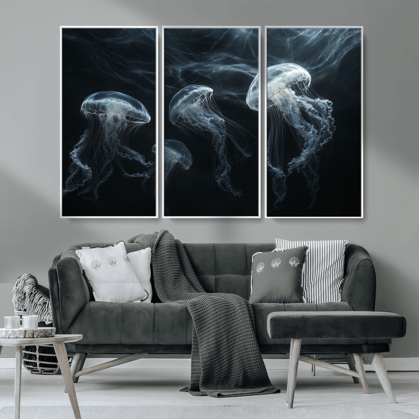 MGV-FC-48X32-3P - Jellyfish Wall Art Canvas Print, Elegant Wall Decor