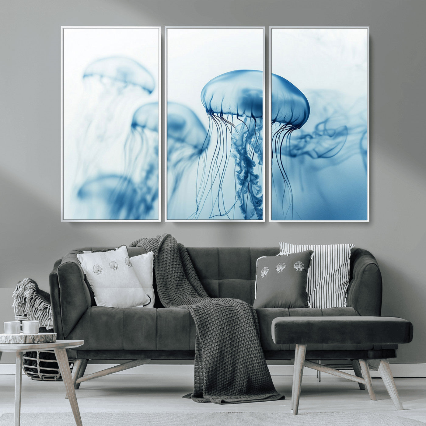 MGV-FC-48X32-3P - Blue Jellyfish Wall Art Canvas Print