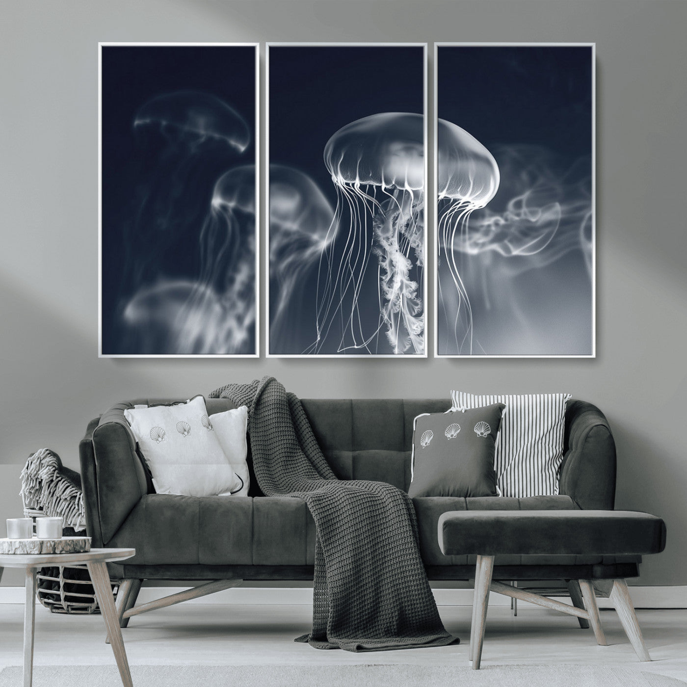 MGV-FC-48X32-3P - Jellyfish Wall Art Canvas Print, Modern Abstract Jellyfish Wall Decor