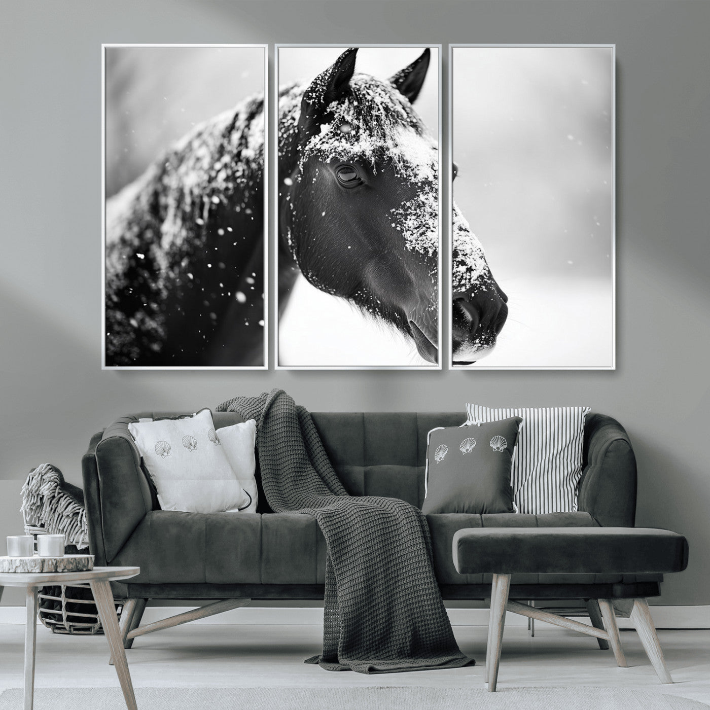 MGV-FC-48X32-3P - Horse Canvas Print - Winter Horse Snow Wall Art Canvas Print