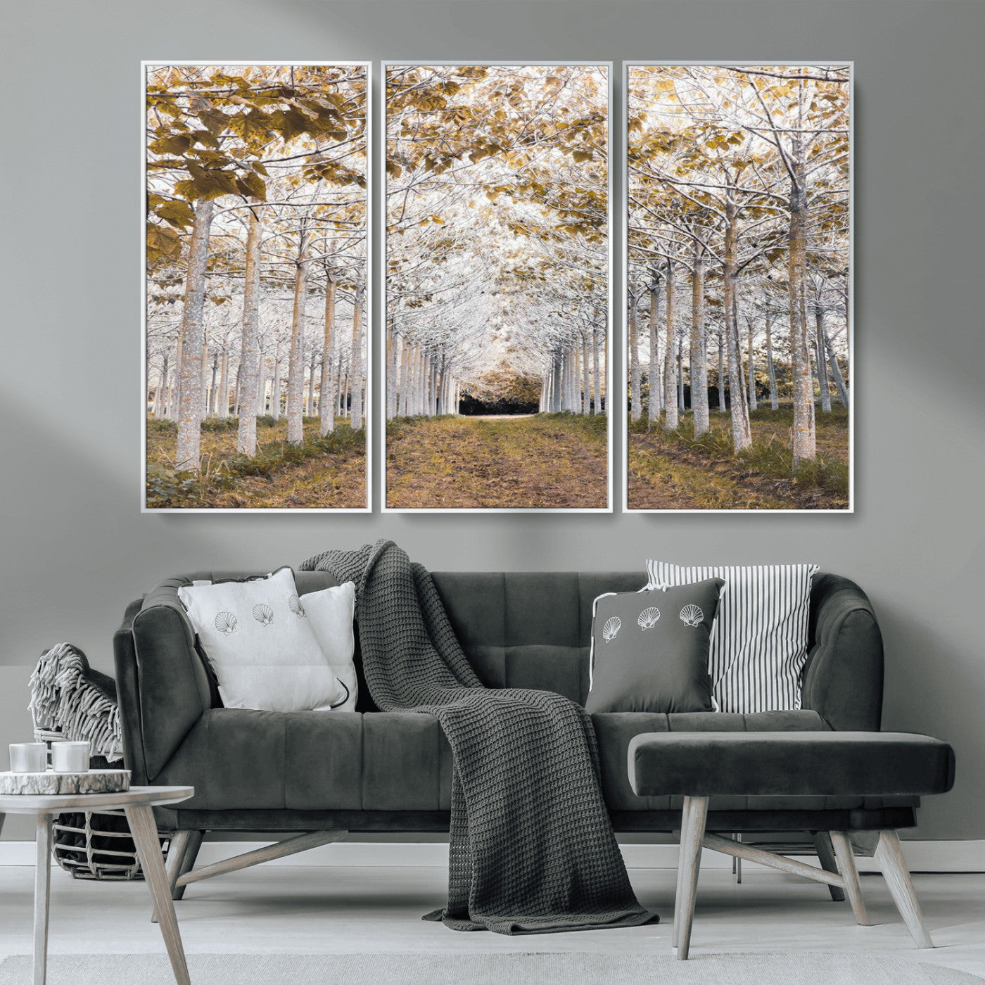MGV-FC-48X32-3P - Forest Grove Wall Art | Serene Pathway Canvas Print | Ready to Hang and Framed Nature Wall Decor for