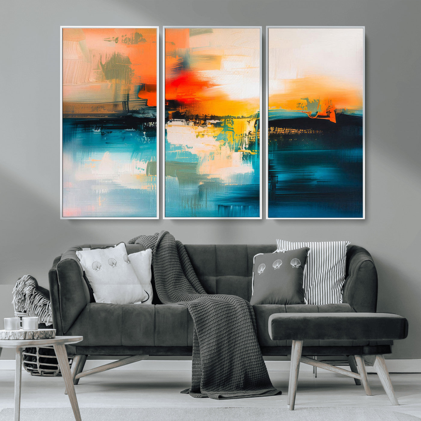 MGV-FC-48X32-3P - Colorful Abstract Wall Art | Bold Modern Canvas Print | Ready to Hang and Framed for Living Room or