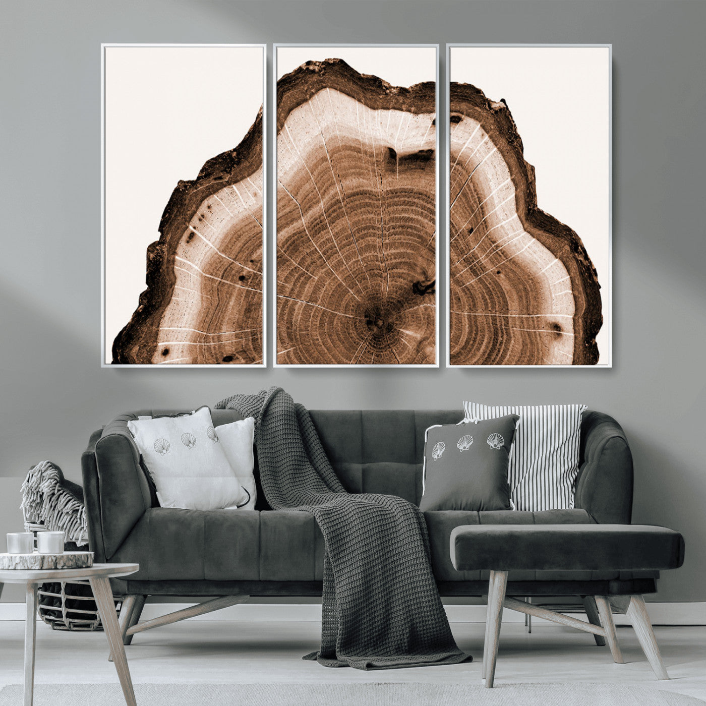 45195-MGV-CV-36X24-Rustic Wood Rings Wall Art | Nature-Inspired Tree Ring Canvas Print | Ready to Hang and Framed for