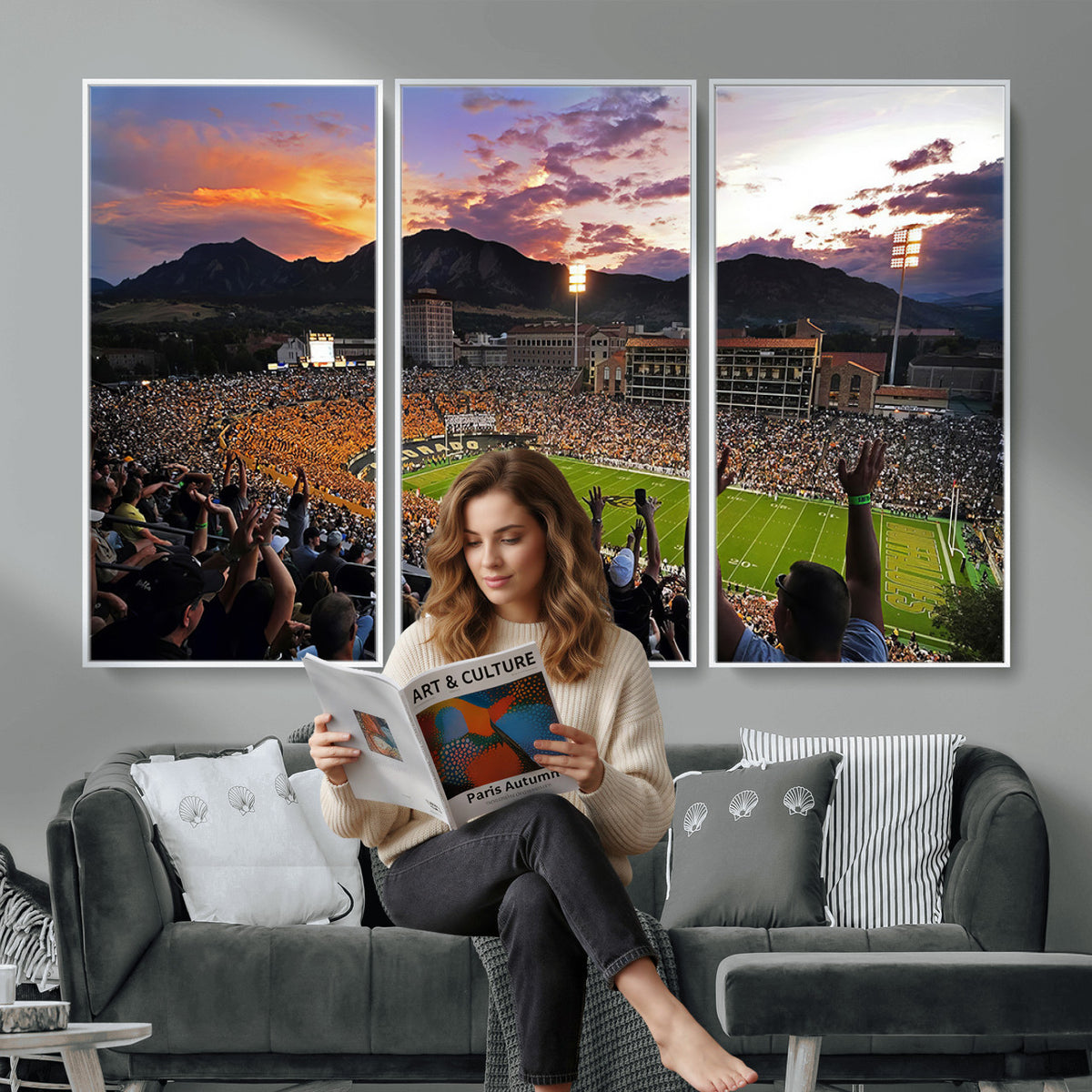 52579-MGV-CV-36X24 - Folsom Field, University of Colorado Buffaloes Football, Framed and Ready to Hang