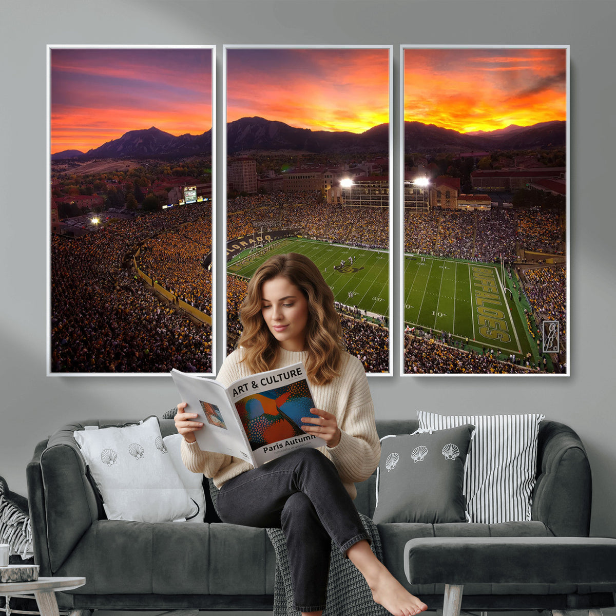 84649-MGV-CV-36X24 - Folsom Field, University of Colorado Buffaloes Football, Extra Large Game Room Wall Decor
