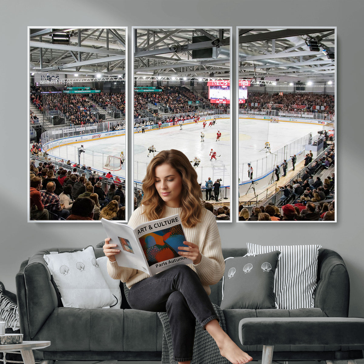 79352-MGV-CV-36X24 - Lausanne Arena Ice Hockey Stadium Wall Art Canvas Print