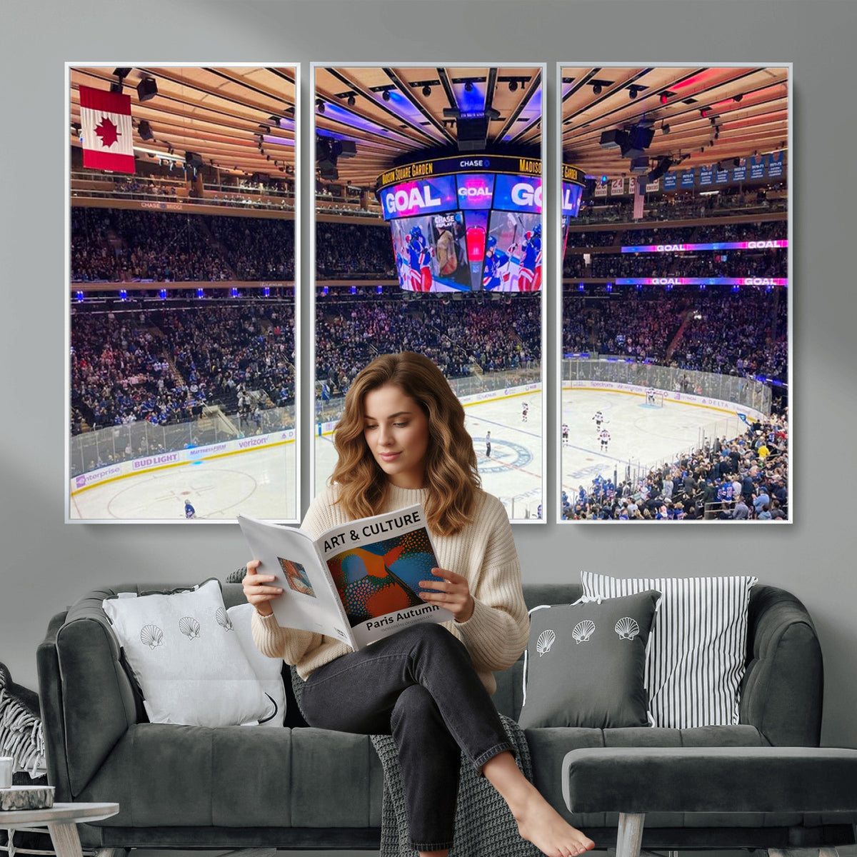 36401-MGV-CV-36X24 - Madison Square Garden New York Rangers Hockey Stadium Wall Art Canvas