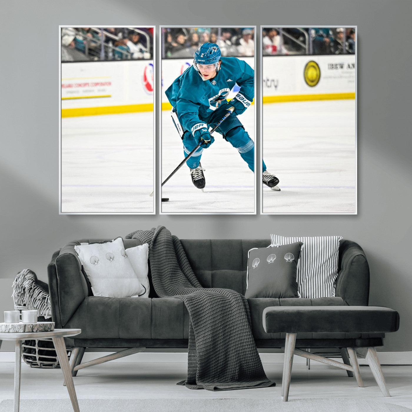MGV-FC-48X32-3P - San Jose Sharks Ice Hockey Player Wall Art Canvas Print
