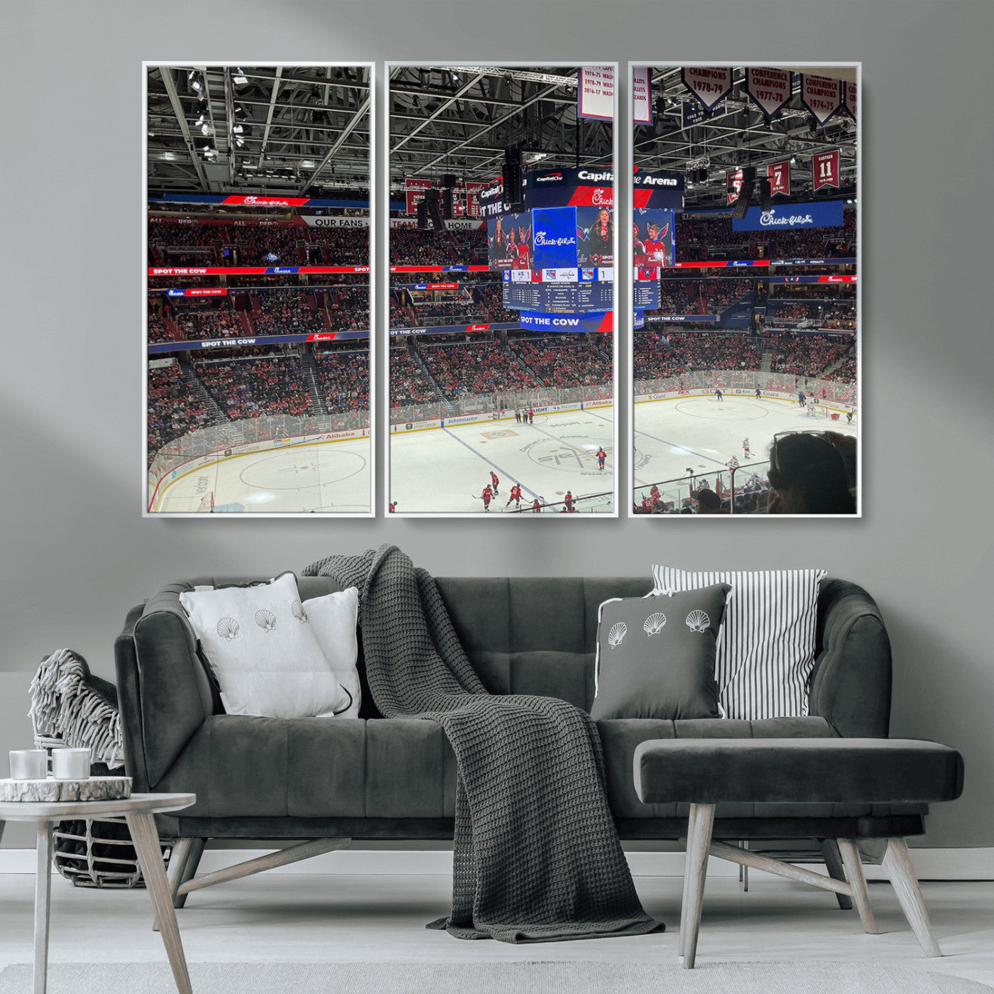 MGV-FC-48X32-3P - Washington Capitols New York Rangers Ice Hockey Game Stadium Wall Art Canvas Print