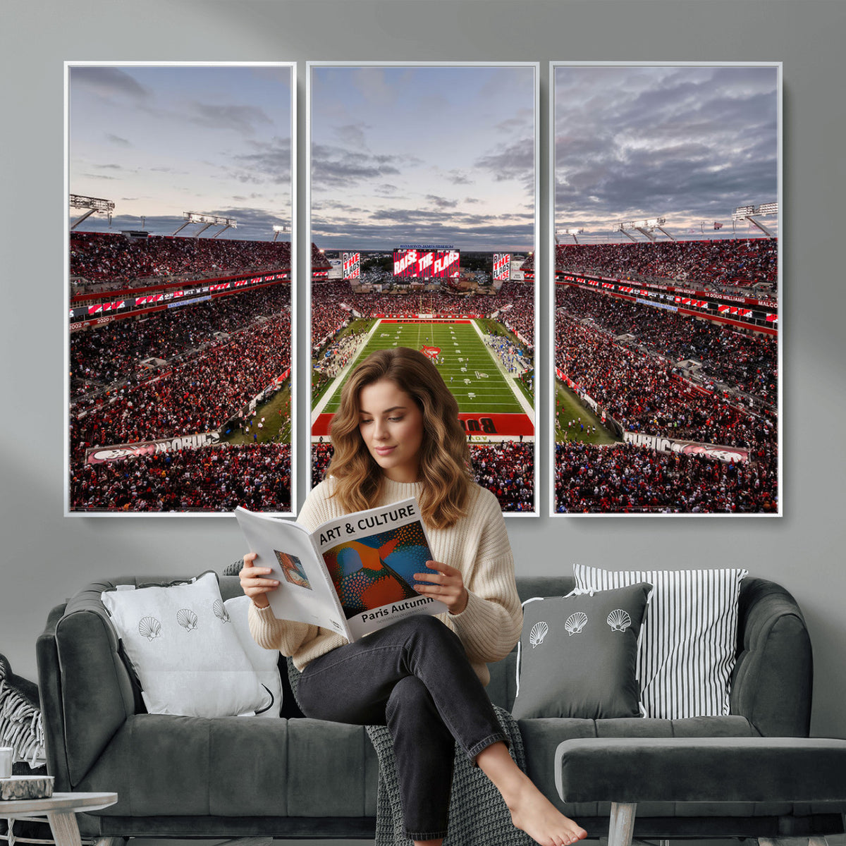 35698-MGV-CV-36X24 - Florida Tampa Raymond James Stadium Wall Art Canvas Print - NFL Football Stadium Print Canvas