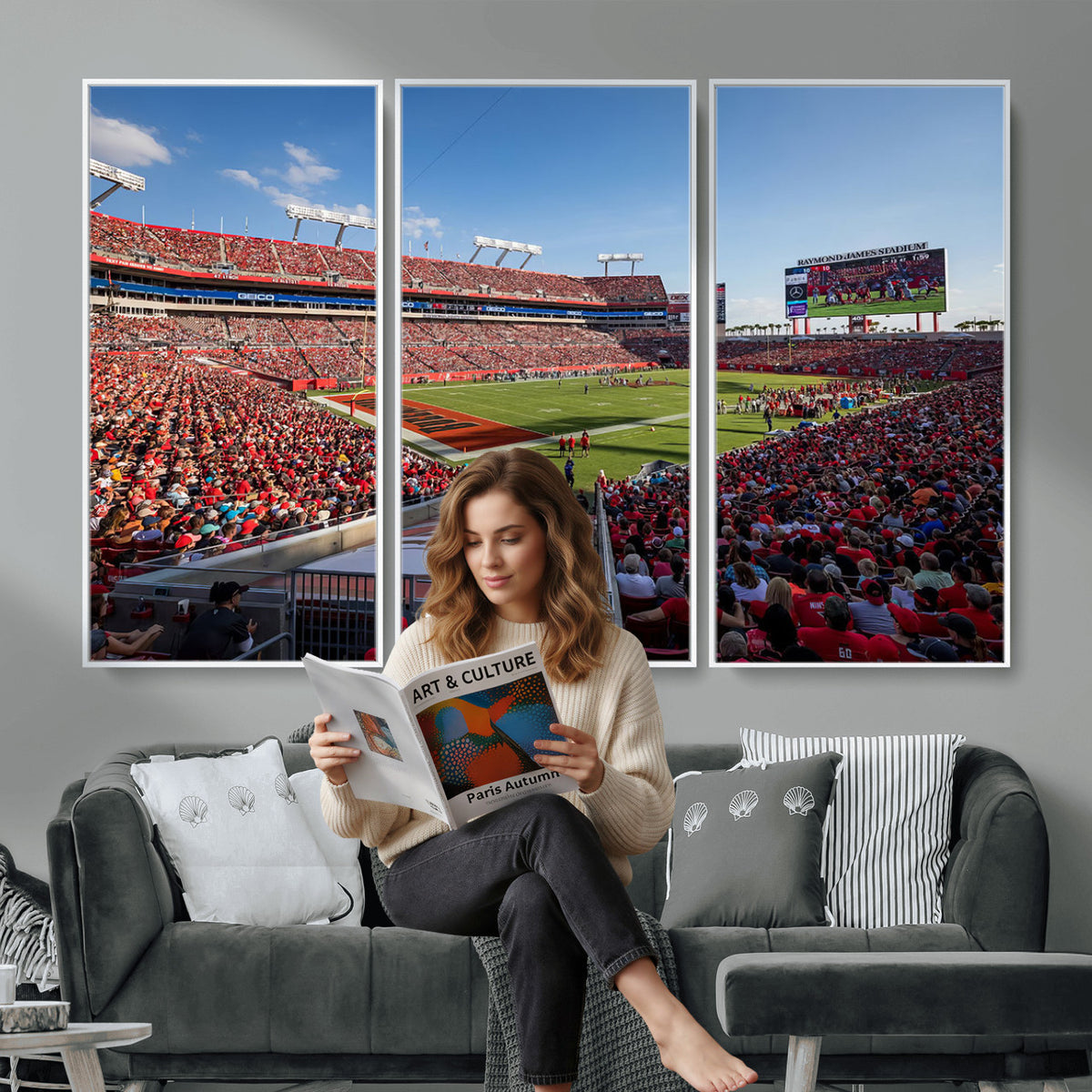 65229-MGV-CV-36X24 - Florida Tampa Raymond James Stadium Wall Art Canvas Print - NFL Football Stadium Print