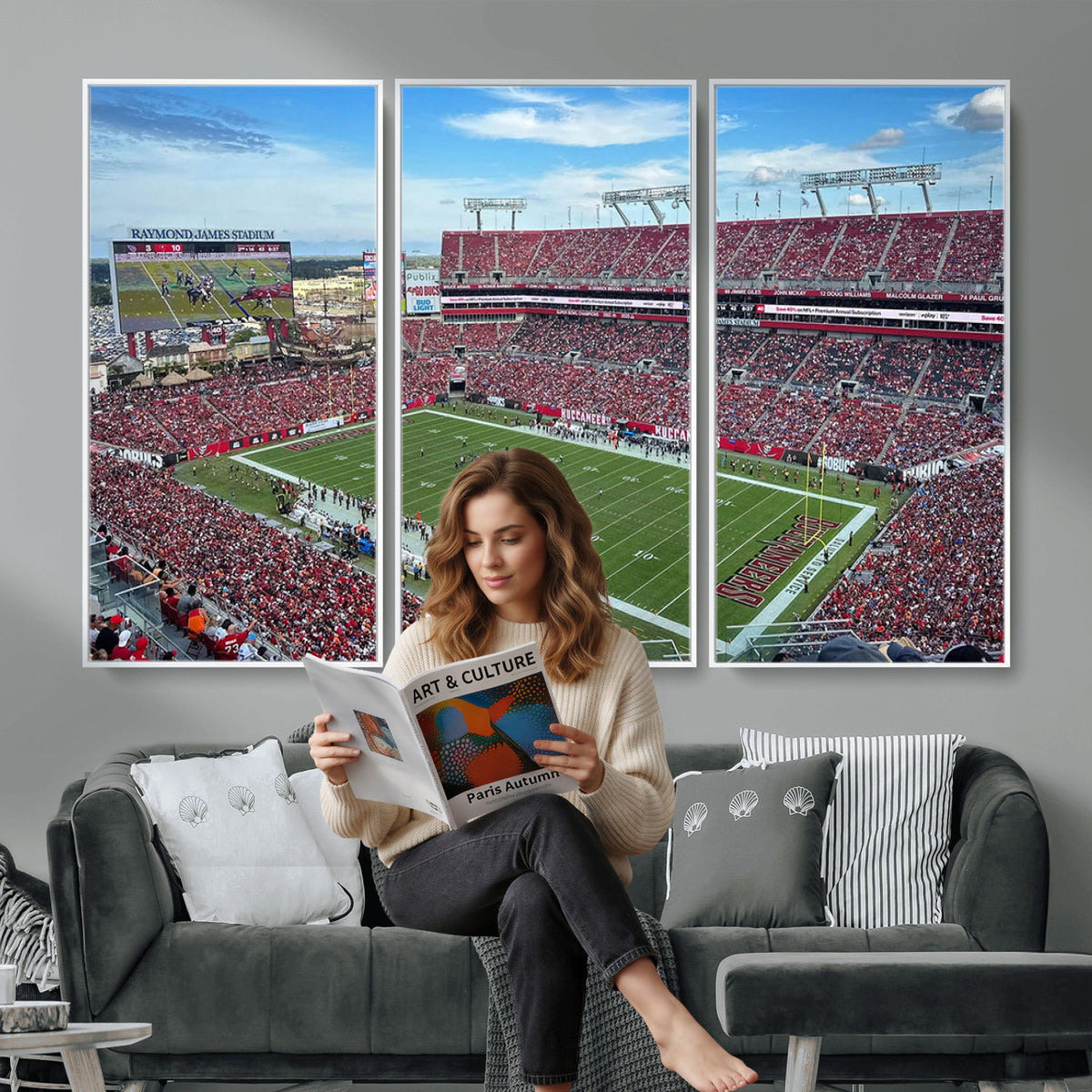 52828-MGV-CV-36X24 - Florida Tampa Raymond James Stadium Wall Art Canvas Print - NFL Football Stadium Print Canvas