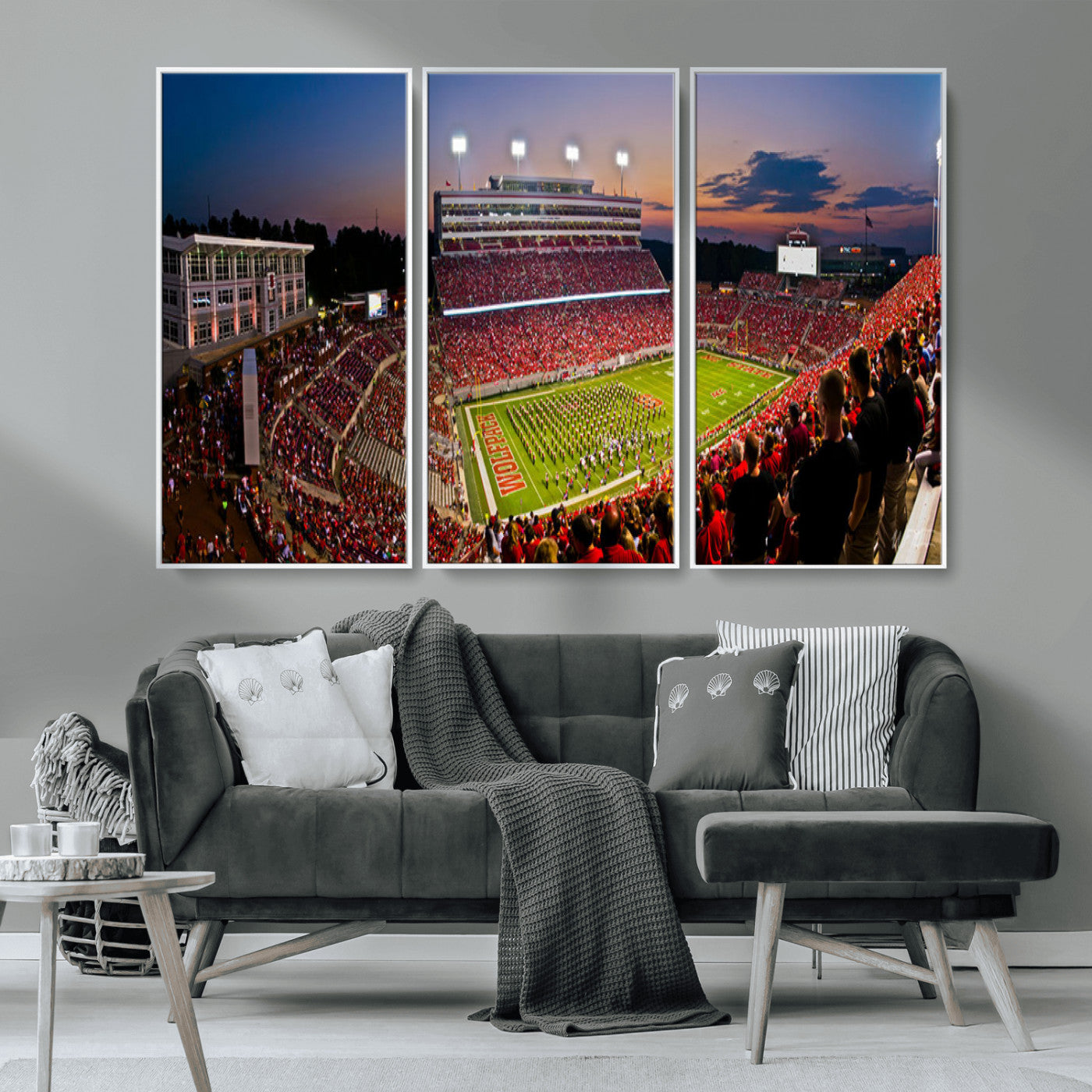 MGV-FC-48X32-3P - NC State Wolfpack Football Team Print - Raleigh Carter-Finley Stadium Wall Art Canvas Print