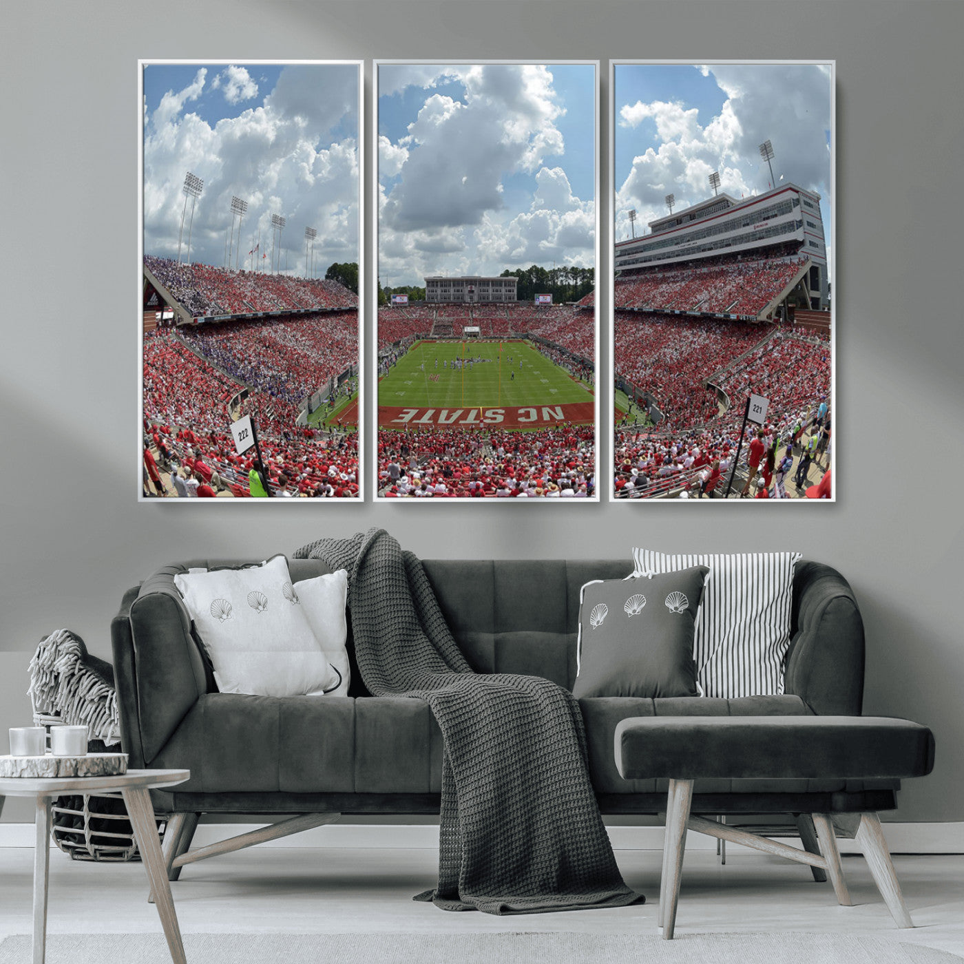 MGV-FC-48X32-3P - NC State Wolfpack Football Team Print Canvas- Raleigh Carter-Finley Stadium Wall Art Canvas Print