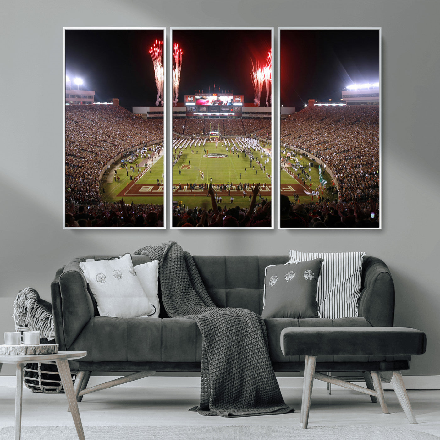 MGV-FC-48X32-3P - Framed Florida State Seminoles Football Team Print - Tallahassee Doak Campbell Stadium Wall Art