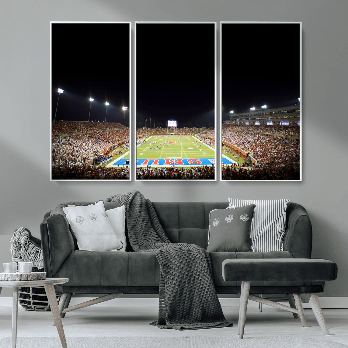 MGV-FC-48X32-3P - SMU Mustangs Football Team Print - Dallas Gerald J. Ford Stadium Wall Art Canvas Print