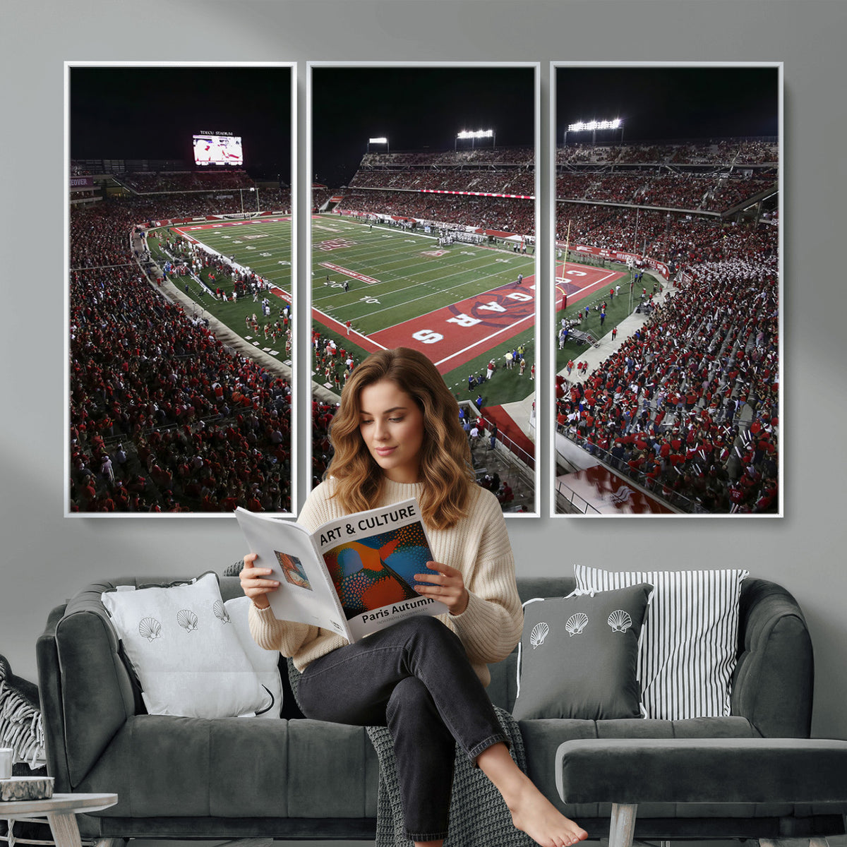 94207-MGV-CV-36X24 - Houston Cougars Football Team Print - Houston TDECU Stadium Wall Art Canvas Print