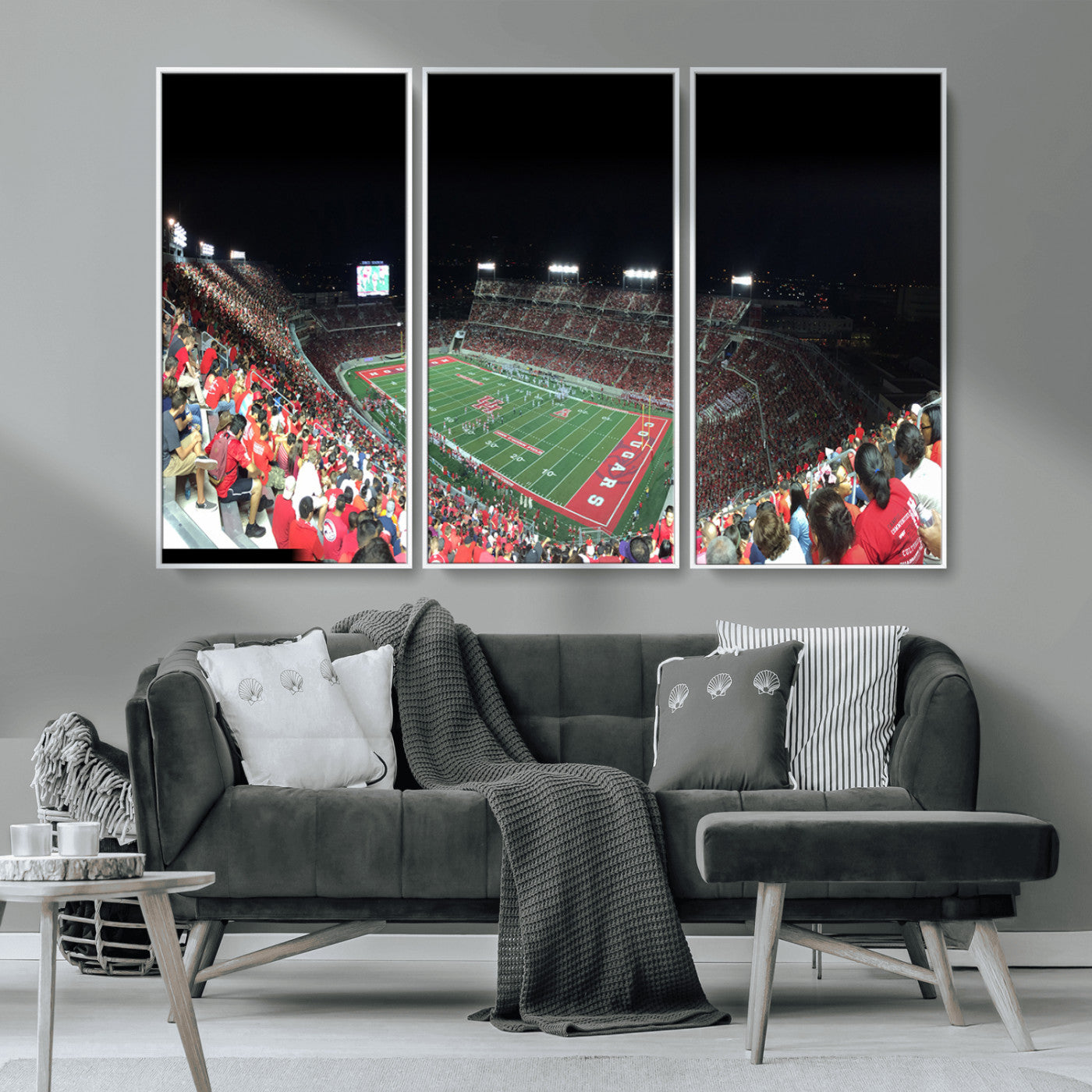 MGV-FC-48X32-3P - Houston Cougars Football Team Print - Houston TDECU Stadium Wall Art Canvas Print