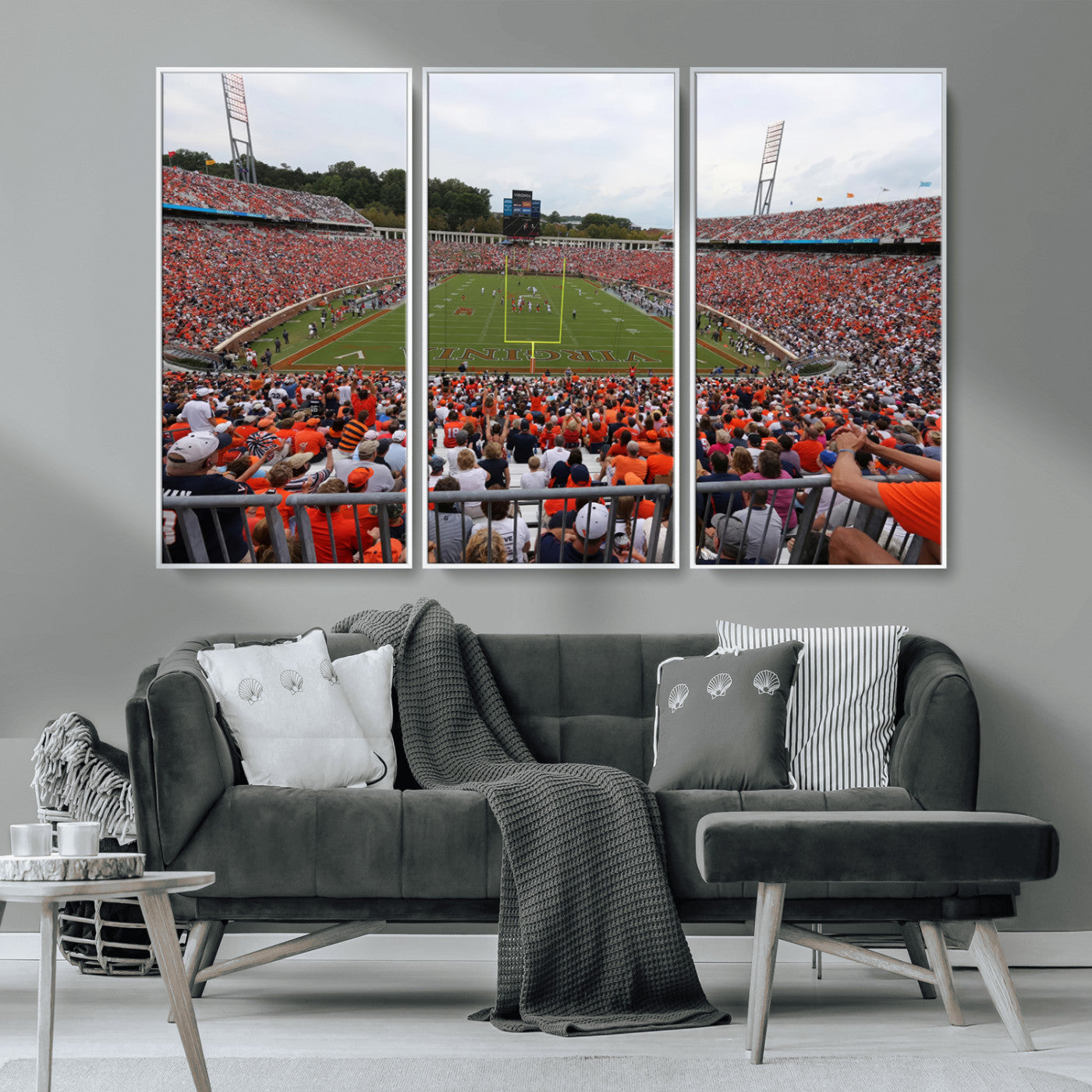 MGV-FC-48X32-3P - Virginia Cavaliers Football Team Print - Charlottesville Scott Stadium Print Wall Art Canvas