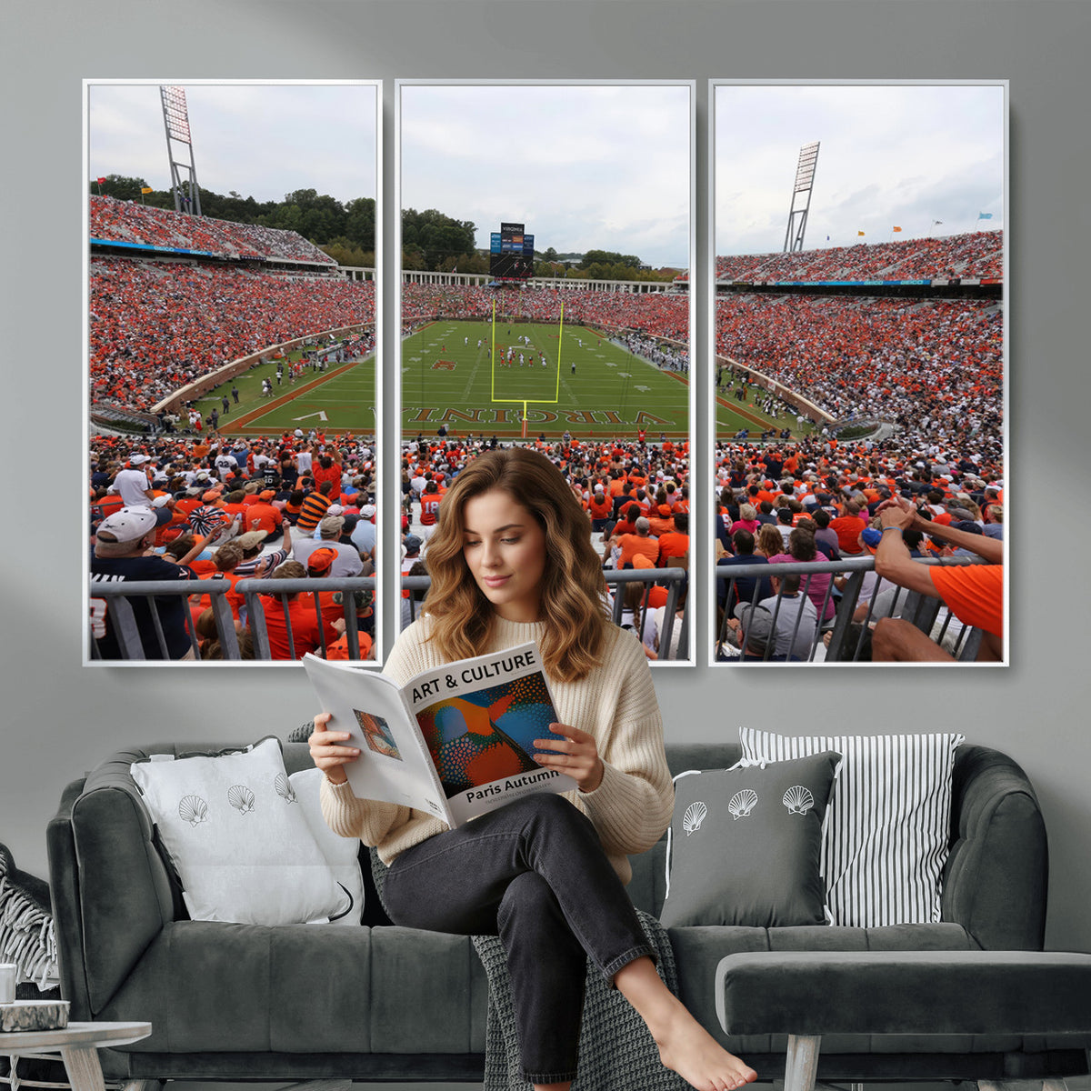 63606-MGV-CV-36X24 - Virginia Cavaliers Football Team Print, Charlottesville, Extra Large Game Room Wall Decor