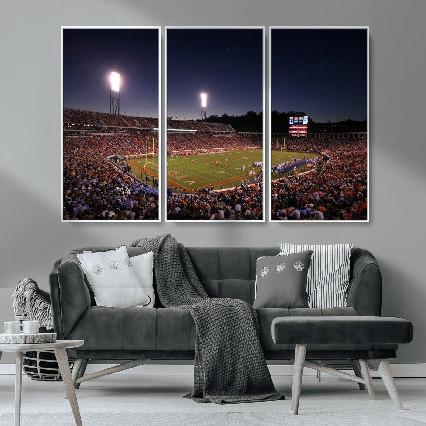 MGV-FC-48X32-3P - Virginia Cavaliers Football Team Print - Charlottesville Scott Stadium Canvas Print Wall Art