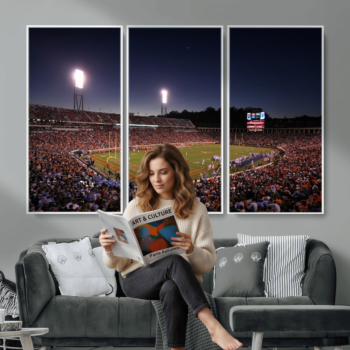 69378-MGV-CV-36X24 - Virginia Cavaliers Football Team Print - Charlottesville Scott Stadium Canvas Print Wall Art