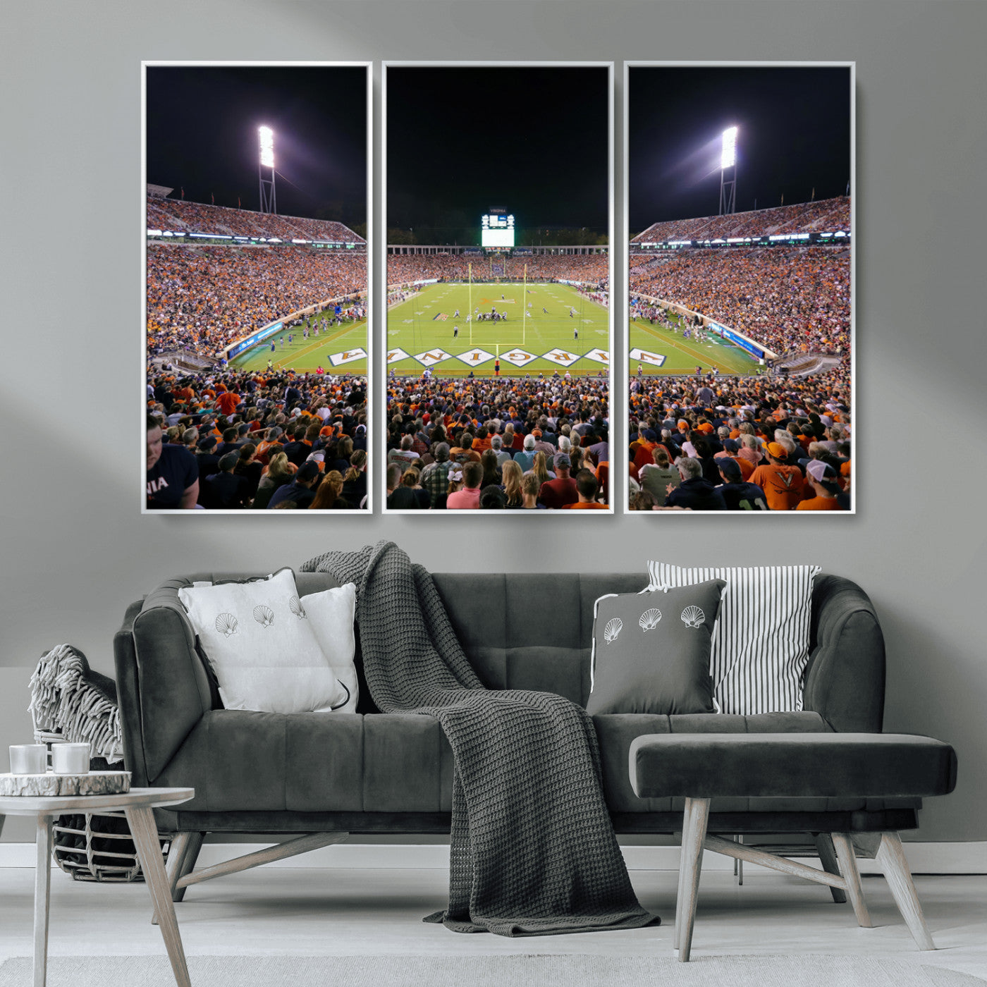 MGV-FC-48X32-3P - Virginia Cavaliers Football Team Print - Charlottesville Scott Stadium Wall Art Canvas Print