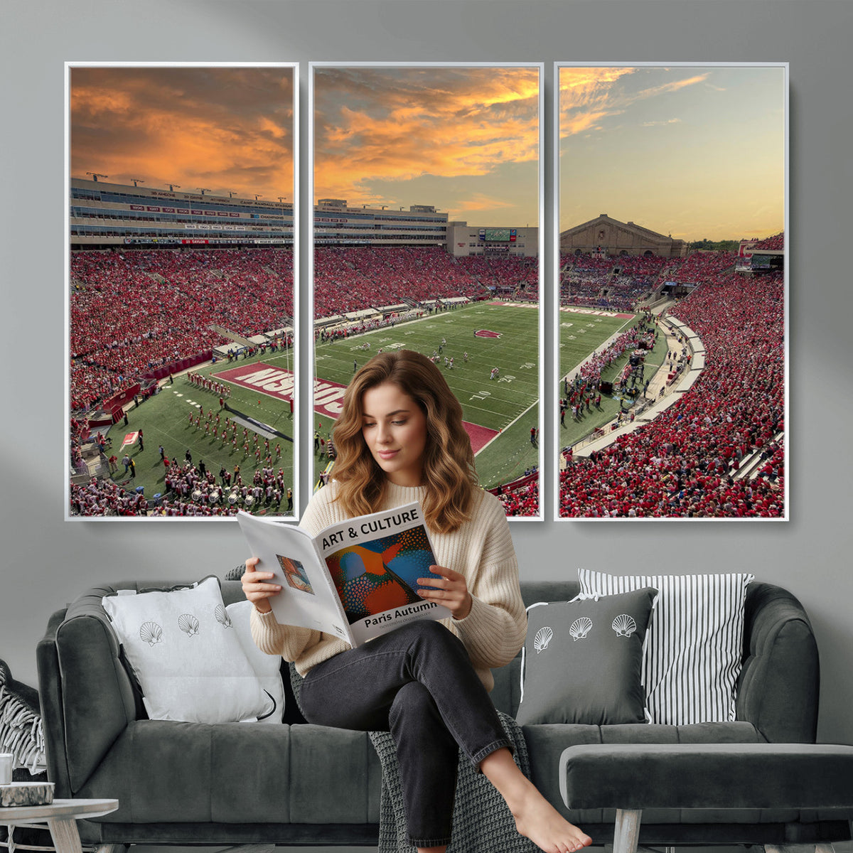 41472-MGV-CV-36X24 - Camp Randall Stadium Wisconsin Badgers Large Wall Art Canvas Print | College Football Stadium Wall