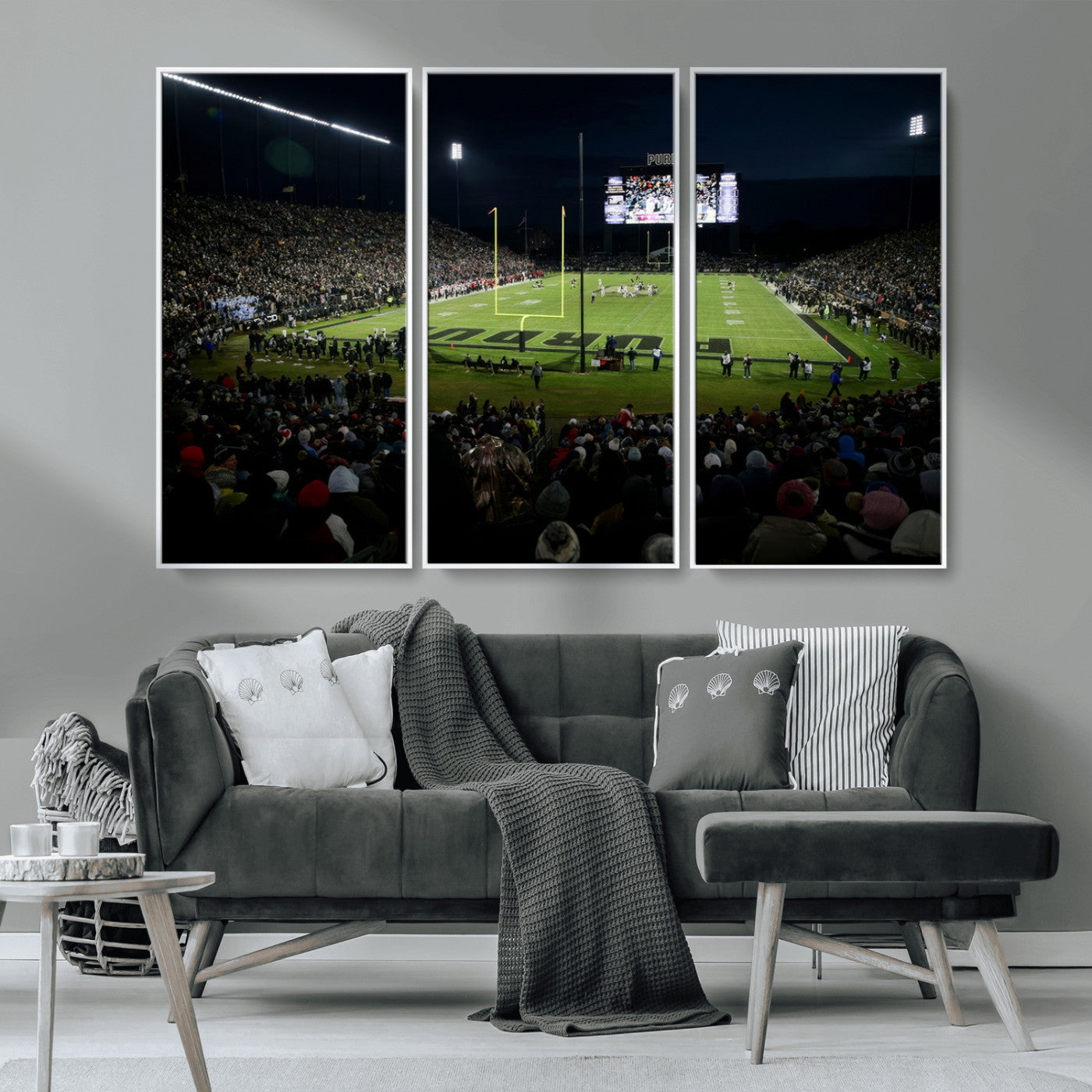 MGV-FC-48X32-3P - Purdue Boilermakers Football Team Print - West Lafayette Ross–Ade Stadium Wall Art Canvas Print