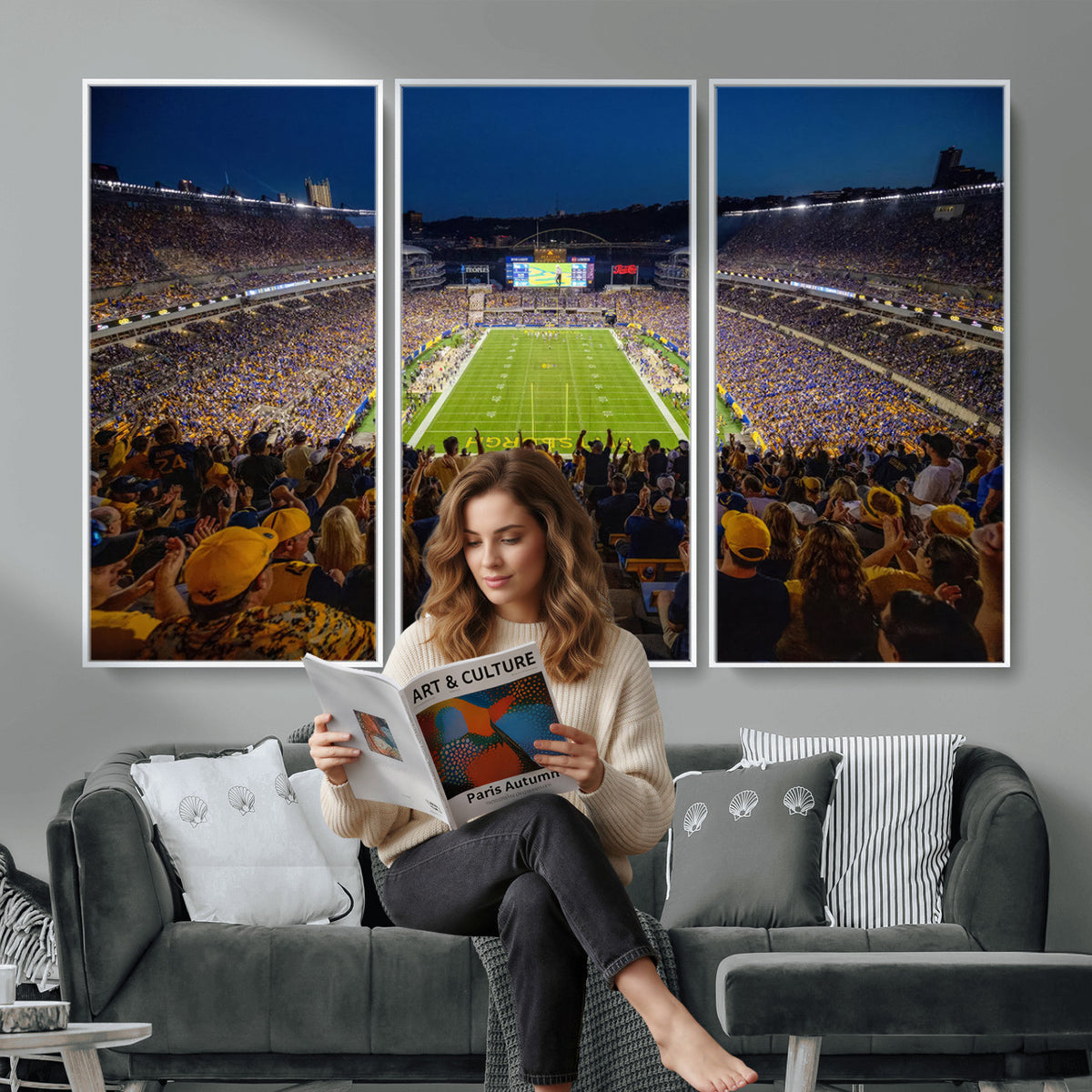 62297-MGV-CV-36X24 - Pittsburgh Panthers Football Team Print - Pittsburgh Acrisure Stadium Wall Art Canvas Print