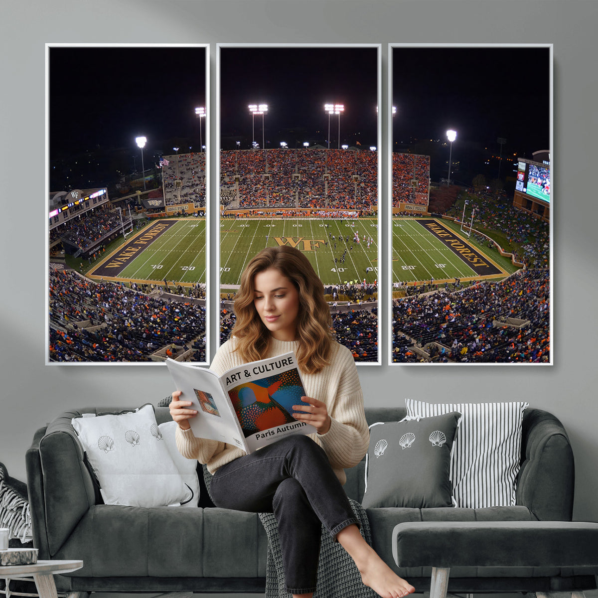 26033-MGV-CV-36X24 - Demon Deacons Print Canvas, Football Team Print