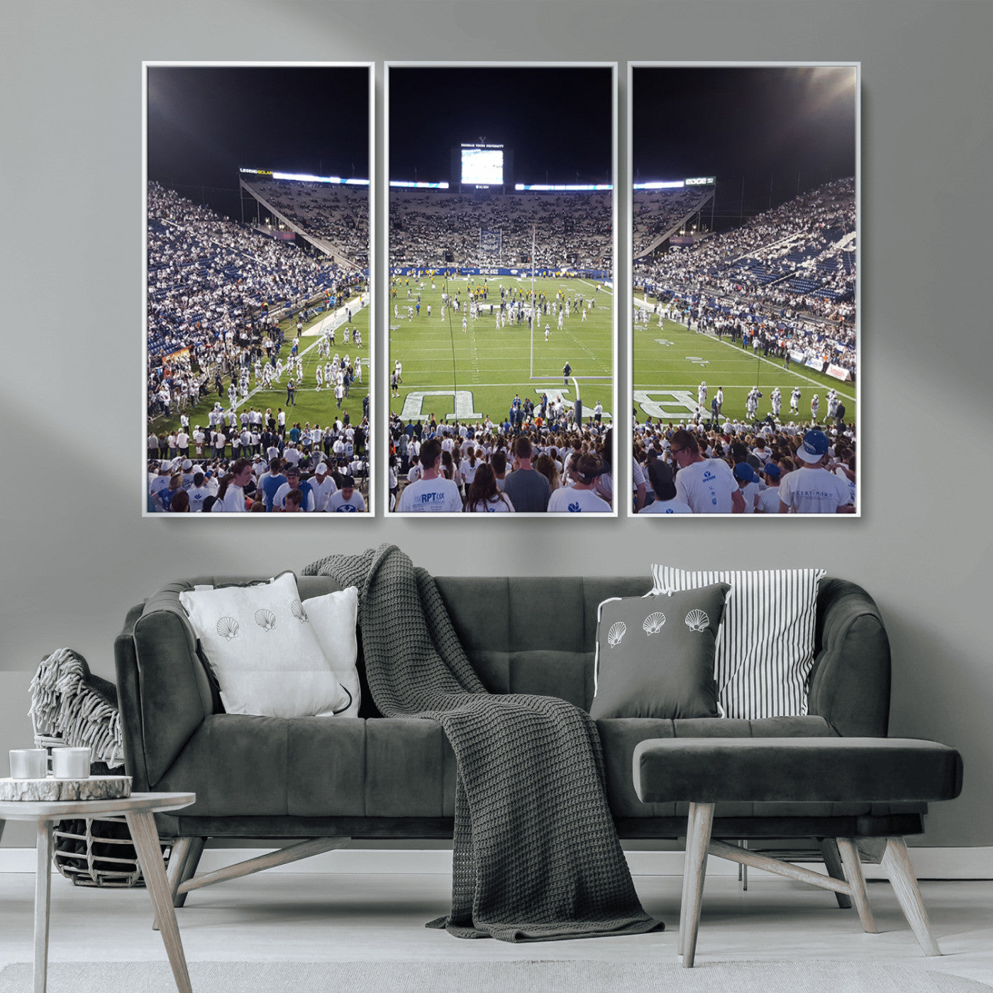 MGV-FC-48X32-3P - Brigham Young University Cougars Football Print Canvas - Provo LaVell Edwards Stadium Wall Art