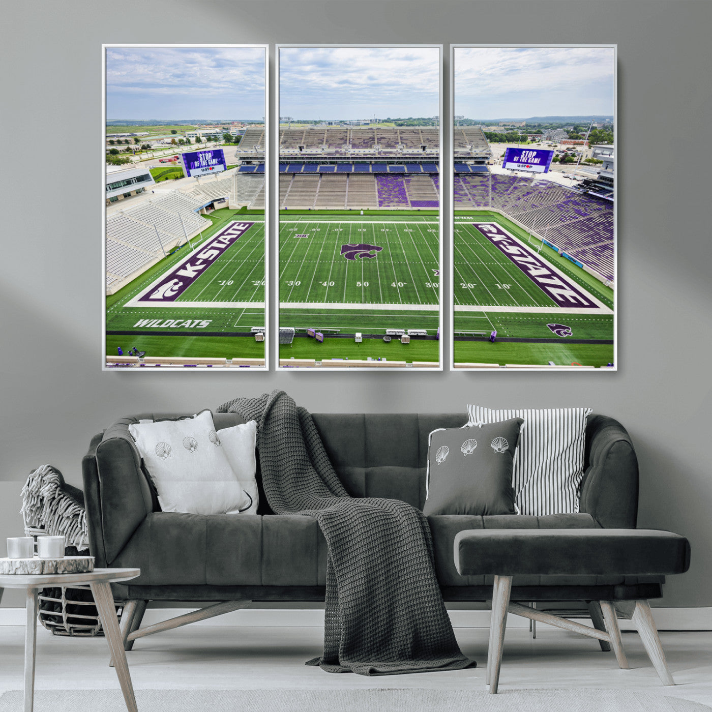 MGV-FC-48X32-3P - KState Wildcats Football Team Print - Manhattan Bill Snyder Family Football Stadium Wall Art Canvas