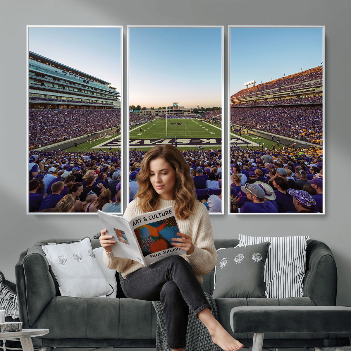 82792-MGV-CV-36X24 - Kansas State University Wildcats Football Team Print - Manhattan Bill Snyder Family Football Stadium