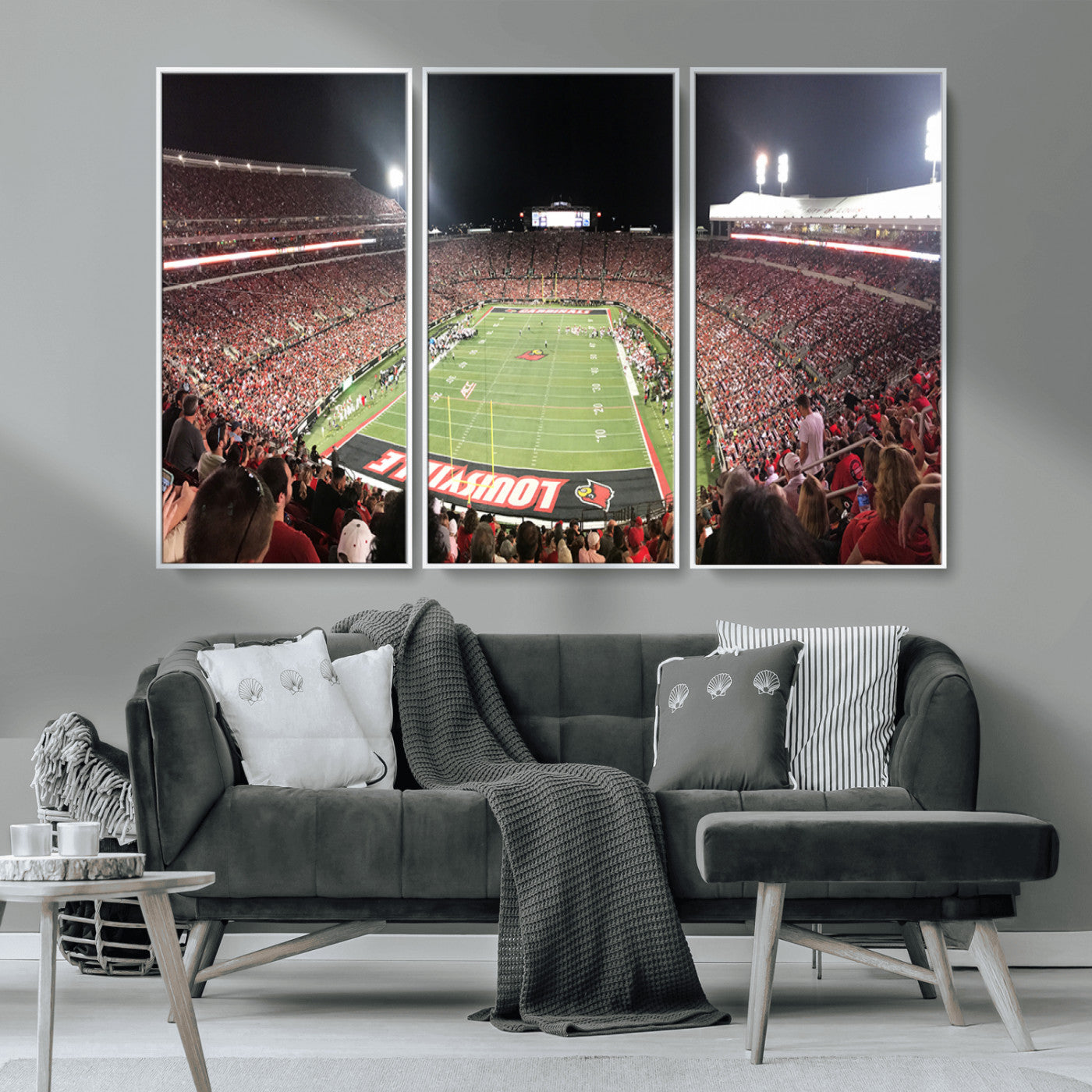 MGV-FC-48X32-3P - University of Louisville Cardinals Football Team Print - Louisville Cardinal Stadium Wall Art Canvas
