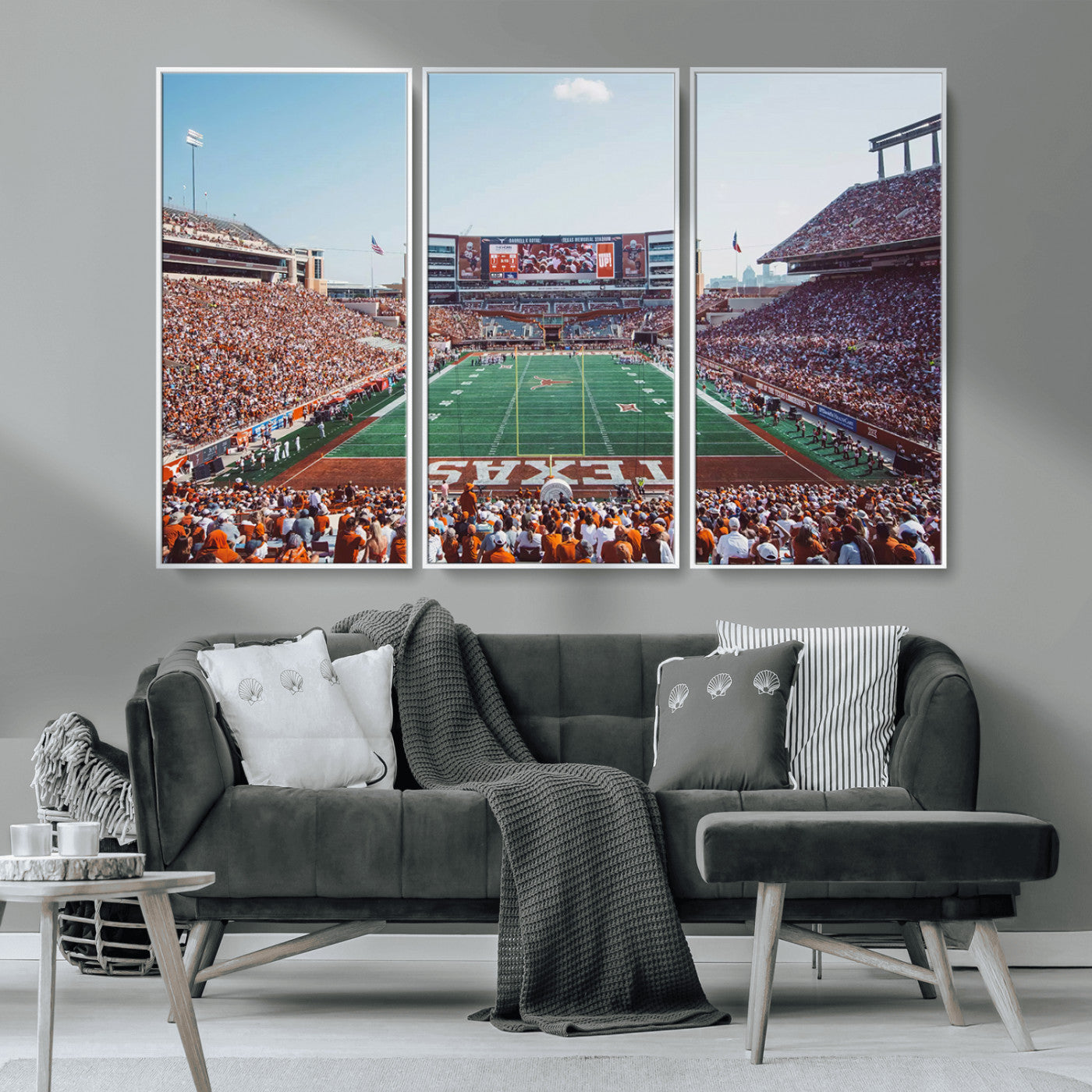 MGV-FC-48X32-3P - Framed Texas Memorial Stadium Canvas, University of Texas Longhorns Football Team Print - Austin